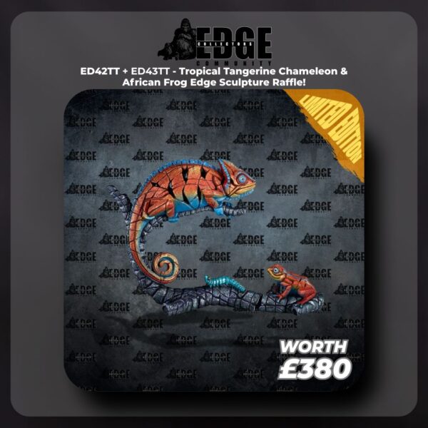 ED42TT + ED43TT - Tropical Tangerine Chameleon & African Frog Edge Sculpture